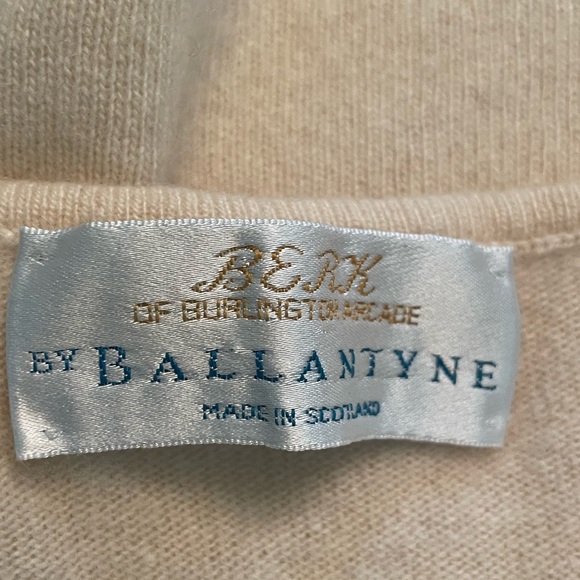 BALLANTYNE BERK 100% CASHMERE IVORY SWEATER SCOTLAND - Picture 6 of 11